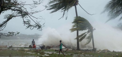 Cyclone Pam hits Vanuatu in 2015. Small island countries such as Vanuatu are especially vulnerable to the effects of climate change. Photograph: Unicef Pacific/AFP/Getty Images