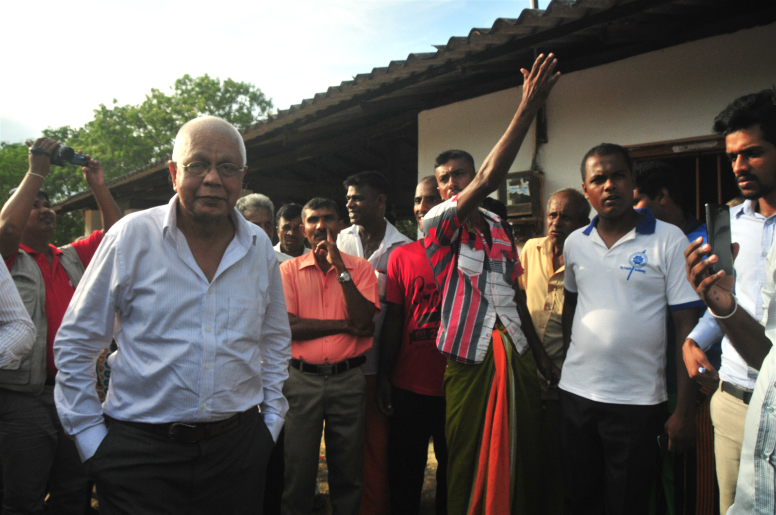 Villagers in Beragama protesting against government surveyors who visited in January 2017 (Image: Amantha Perera)